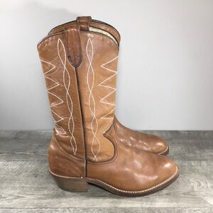 Vintage Hytest Men’s Brown Leather Motorcycle Biker Steel Toe Boots Size 8 Wide